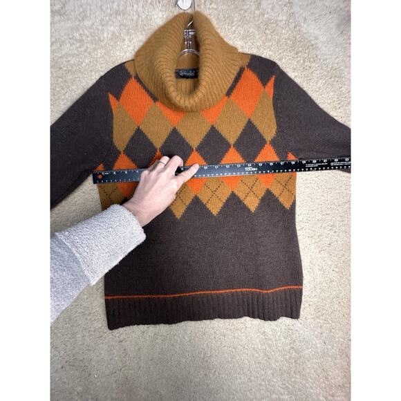 Vtg 90s Rafaella Argyle Lambswool Rabbit Hair Turtleneck Sz M Fall Thanksgiving - Picture 16 of 16